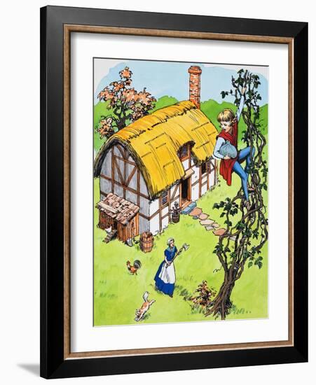 Jack Climbs Down the Beanstalk, Illustration from 'Jack and the Beanstalk', 1969-English School-Framed Giclee Print