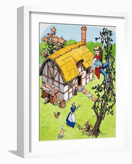 Jack Climbs Down the Beanstalk, Illustration from 'Jack and the Beanstalk', 1969-English School-Framed Giclee Print