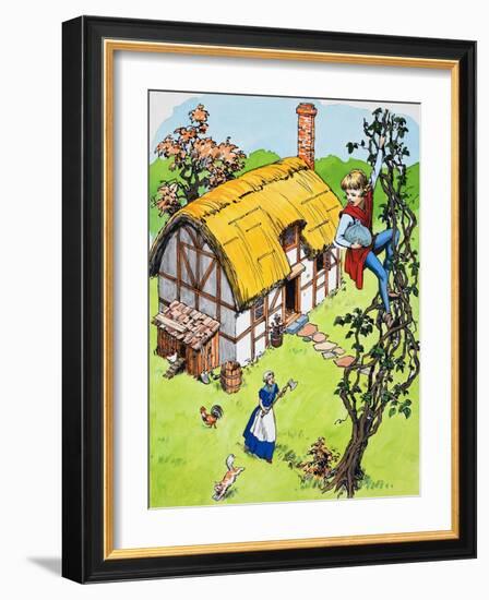 Jack Climbs Down the Beanstalk, Illustration from 'Jack and the Beanstalk', 1969-English School-Framed Giclee Print