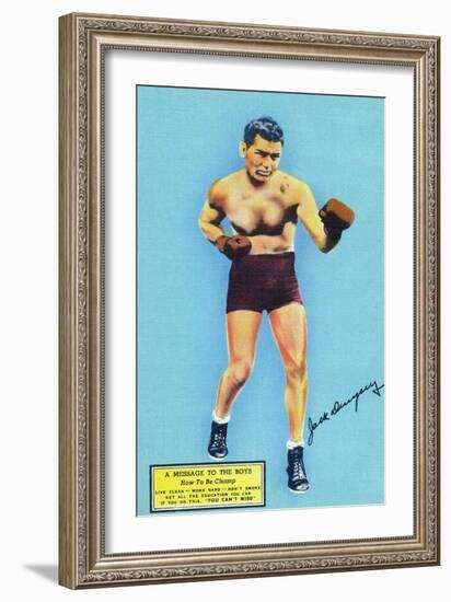 Jack Dempsey and a Message to the Boys-Lantern Press-Framed Premium Giclee Print