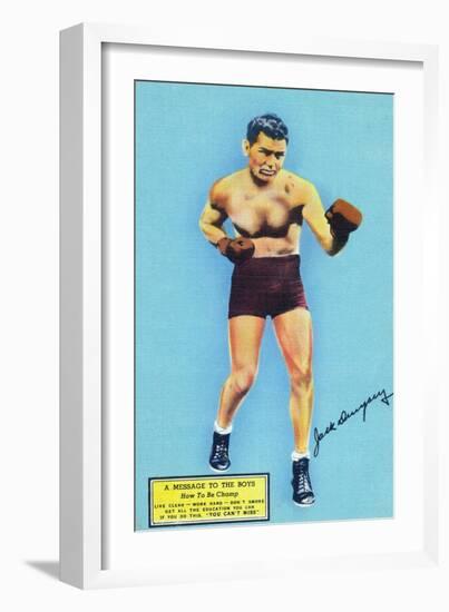 Jack Dempsey and a Message to the Boys-Lantern Press-Framed Premium Giclee Print