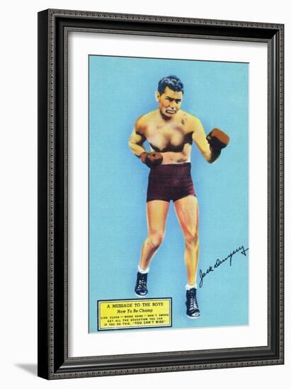 Jack Dempsey and a Message to the Boys-Lantern Press-Framed Premium Giclee Print