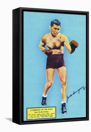 Jack Dempsey and a Message to the Boys-Lantern Press-Framed Stretched Canvas