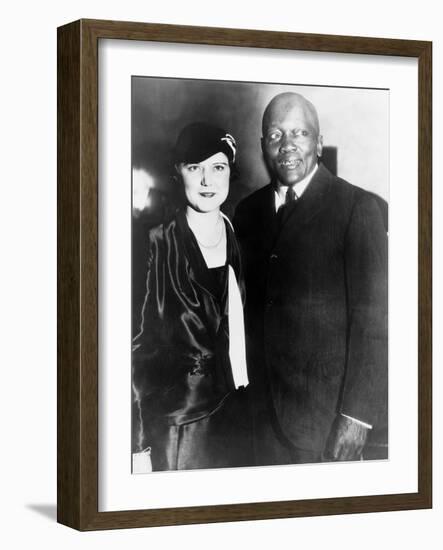 Jack Johnson, One-Time Heavyweight Champion, with His 4th Wife, Oct. 7, 1931-null-Framed Photo