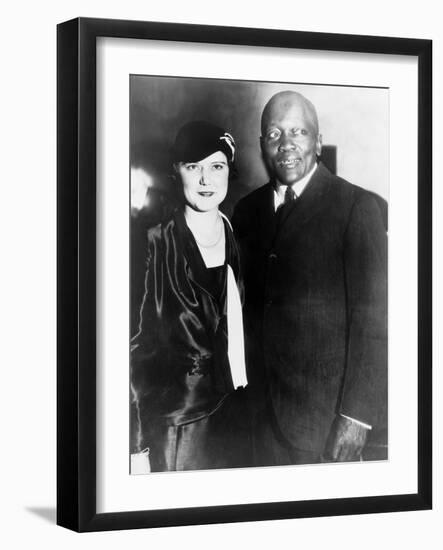 Jack Johnson, One-Time Heavyweight Champion, with His 4th Wife, Oct. 7, 1931-null-Framed Photo