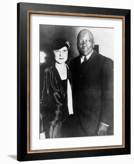 Jack Johnson, One-Time Heavyweight Champion, with His 4th Wife, Oct. 7, 1931-null-Framed Photo