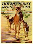 "Doe and Fawns," Saturday Evening Post Cover, April 29, 1933-Jack Murray-Giclee Print