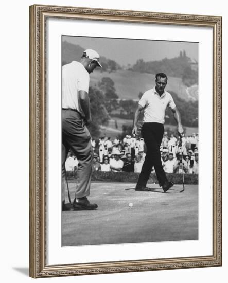 Jack Nicklaus and Arnold Palmer, in Playoff at Nat'L Open Golf Championship-John Dominis-Framed Premium Photographic Print