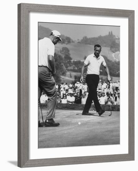 Jack Nicklaus and Arnold Palmer, in Playoff at Nat'L Open Golf Championship-John Dominis-Framed Premium Photographic Print