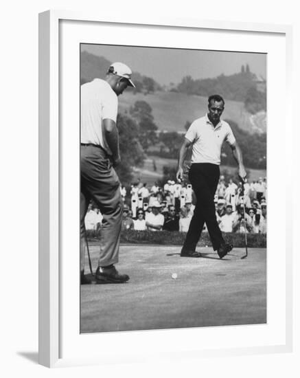 Jack Nicklaus and Arnold Palmer, in Playoff at Nat'L Open Golf Championship-John Dominis-Framed Premium Photographic Print