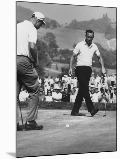 Jack Nicklaus and Arnold Palmer, in Playoff at Nat'L Open Golf Championship-John Dominis-Mounted Premium Photographic Print