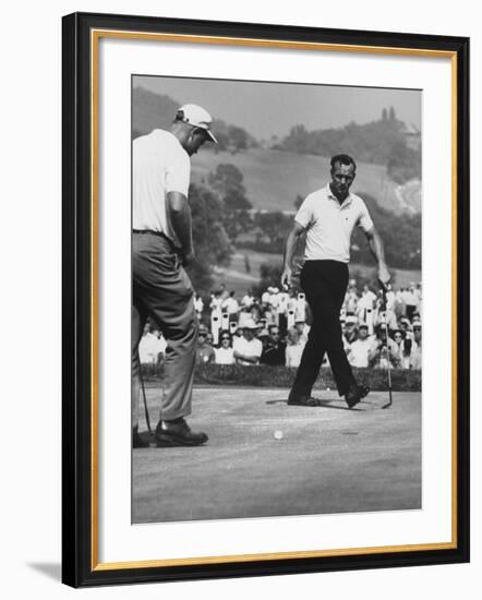 Jack Nicklaus and Arnold Palmer, in Playoff at Nat'L Open Golf Championship-John Dominis-Framed Premium Photographic Print