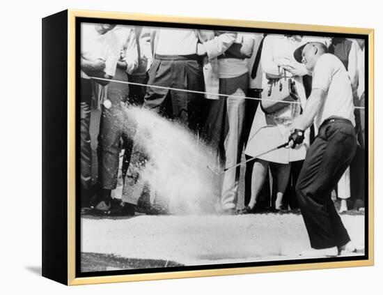 Jack Nicklaus Hitting Golf Ball Out of Sand Trap in 1965-null-Framed Stretched Canvas