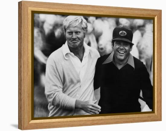 Jack Nicklaus, Lee Trevino, at U.S. Open Championship in Pebble Beach, California, June 18, 1972-null-Framed Stretched Canvas