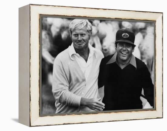 Jack Nicklaus, Lee Trevino, at U.S. Open Championship in Pebble Beach, California, June 18, 1972-null-Framed Stretched Canvas