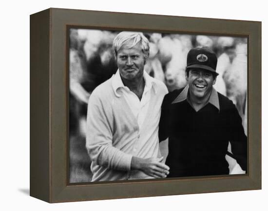 Jack Nicklaus, Lee Trevino, at U.S. Open Championship in Pebble Beach, California, June 18, 1972-null-Framed Stretched Canvas
