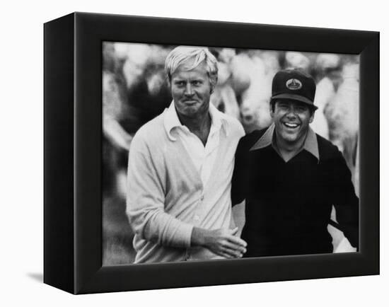 Jack Nicklaus, Lee Trevino, at U.S. Open Championship in Pebble Beach, California, June 18, 1972-null-Framed Stretched Canvas