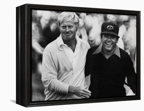 Jack Nicklaus, Lee Trevino, at U.S. Open Championship in Pebble Beach, California, June 18, 1972-null-Framed Stretched Canvas