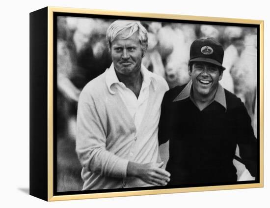 Jack Nicklaus, Lee Trevino, at U.S. Open Championship in Pebble Beach, California, June 18, 1972-null-Framed Stretched Canvas