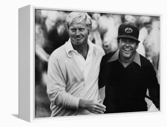 Jack Nicklaus, Lee Trevino, at U.S. Open Championship in Pebble Beach, California, June 18, 1972-null-Framed Stretched Canvas