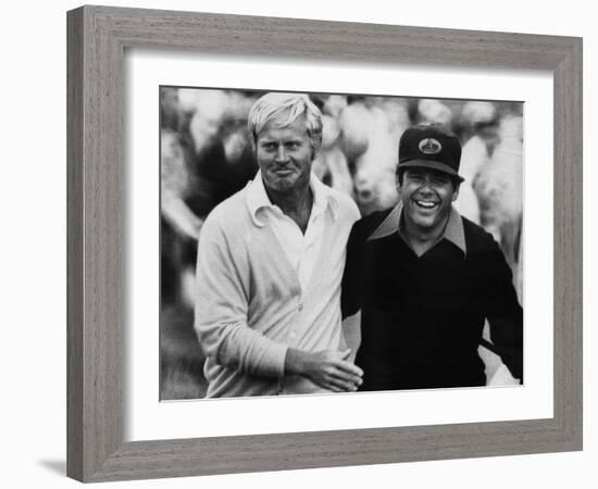 Jack Nicklaus, Lee Trevino, at U.S. Open Championship in Pebble Beach, California, June 18, 1972-null-Framed Photo