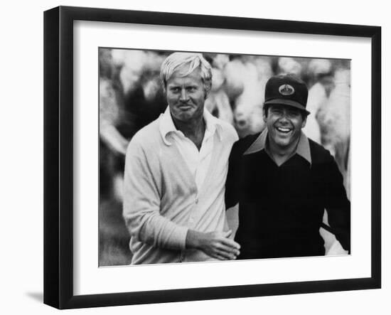 Jack Nicklaus, Lee Trevino, at U.S. Open Championship in Pebble Beach, California, June 18, 1972--Framed Photo