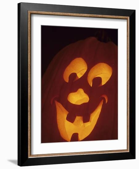 Jack-O-Lantern Lit at Halloween, Washington, USA-Merrill Images-Framed Photographic Print