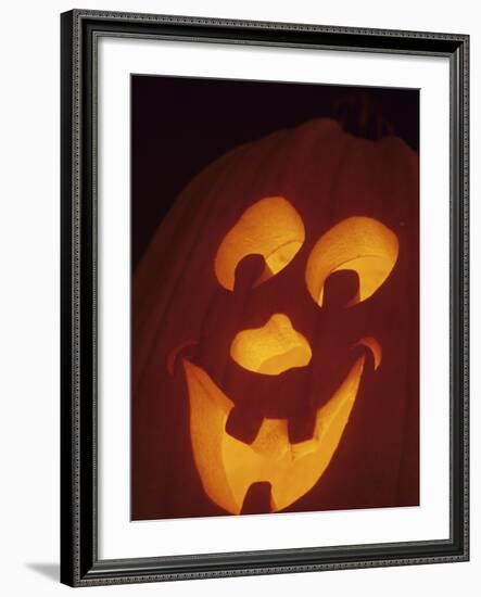 Jack-O-Lantern Lit at Halloween, Washington, USA-Merrill Images-Framed Photographic Print