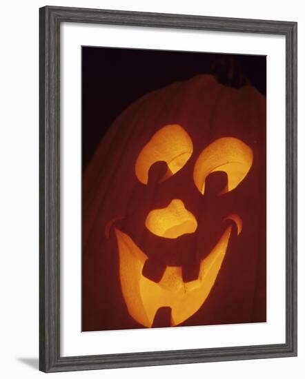 Jack-O-Lantern Lit at Halloween, Washington, USA-Merrill Images-Framed Photographic Print