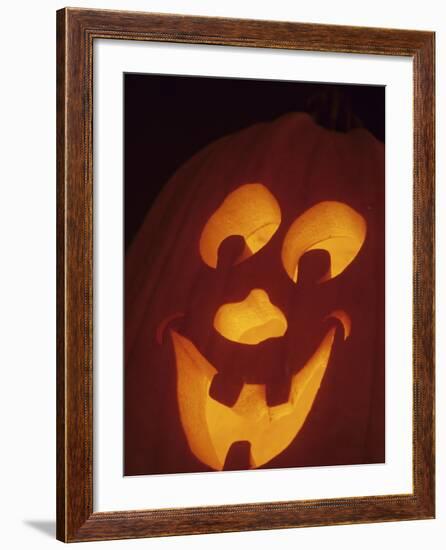 Jack-O-Lantern Lit at Halloween, Washington, USA-Merrill Images-Framed Photographic Print