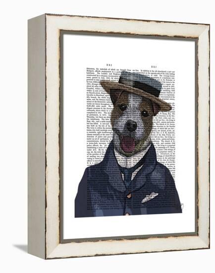 Jack Russell in Boater-Fab Funky-Framed Stretched Canvas