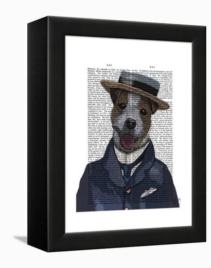 Jack Russell in Boater-Fab Funky-Framed Stretched Canvas