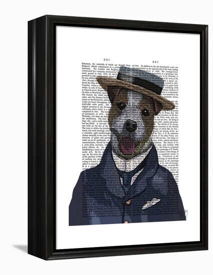 Jack Russell in Boater-Fab Funky-Framed Stretched Canvas