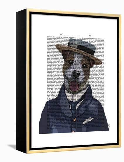 Jack Russell in Boater-Fab Funky-Framed Stretched Canvas