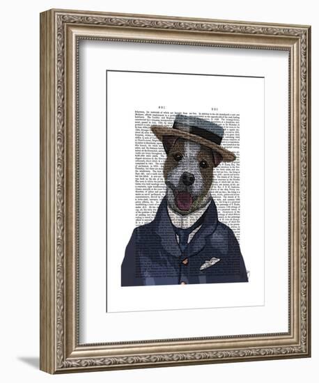 Jack Russell in Boater-Fab Funky-Framed Art Print