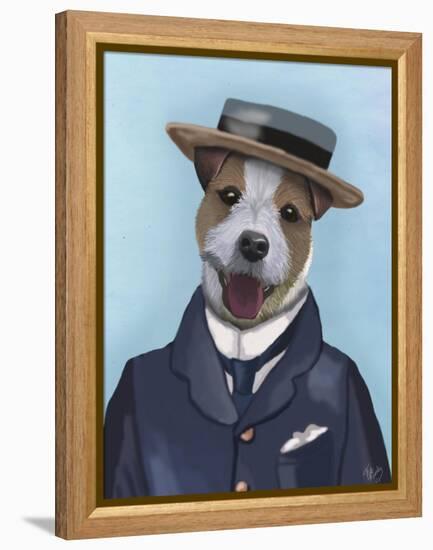 Jack Russell in Boater-Fab Funky-Framed Stretched Canvas