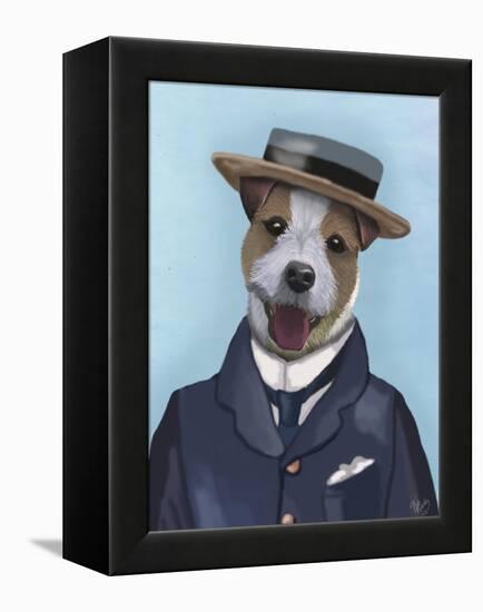 Jack Russell in Boater-Fab Funky-Framed Stretched Canvas