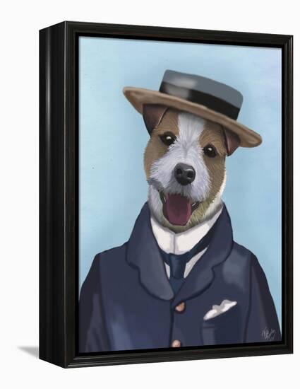 Jack Russell in Boater-Fab Funky-Framed Stretched Canvas