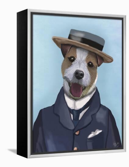 Jack Russell in Boater-Fab Funky-Framed Stretched Canvas