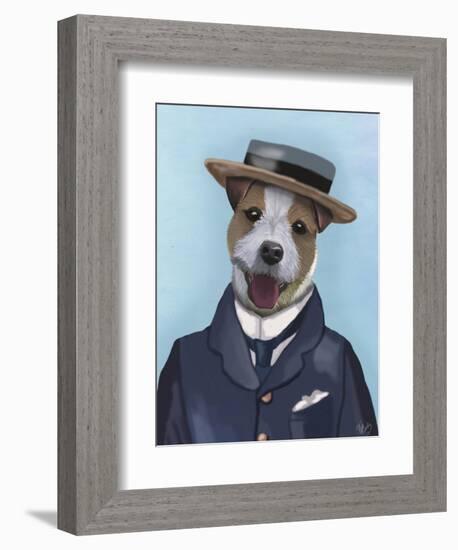 Jack Russell in Boater-Fab Funky-Framed Premium Giclee Print