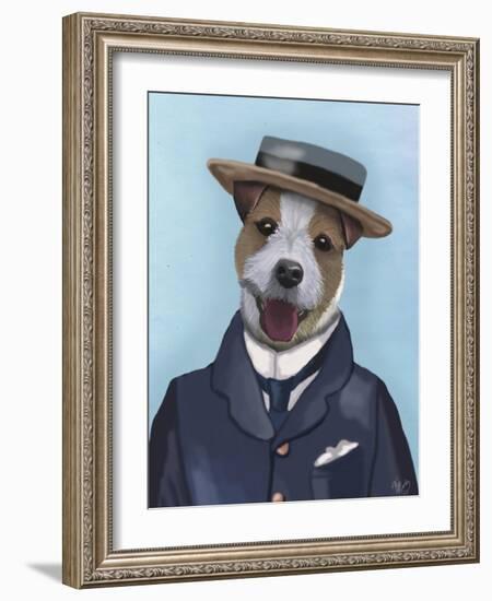 Jack Russell in Boater-Fab Funky-Framed Art Print