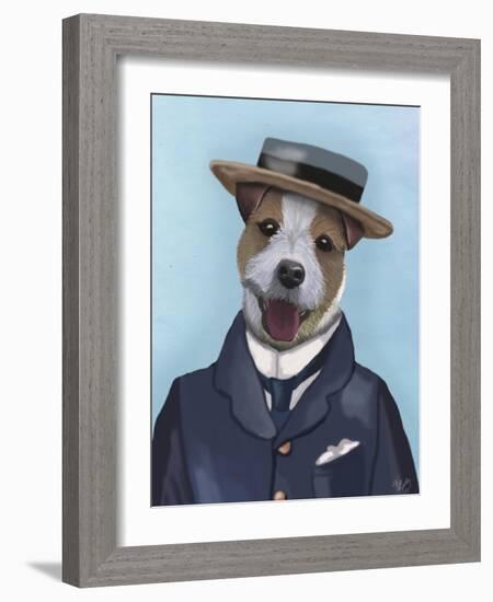 Jack Russell in Boater-Fab Funky-Framed Art Print