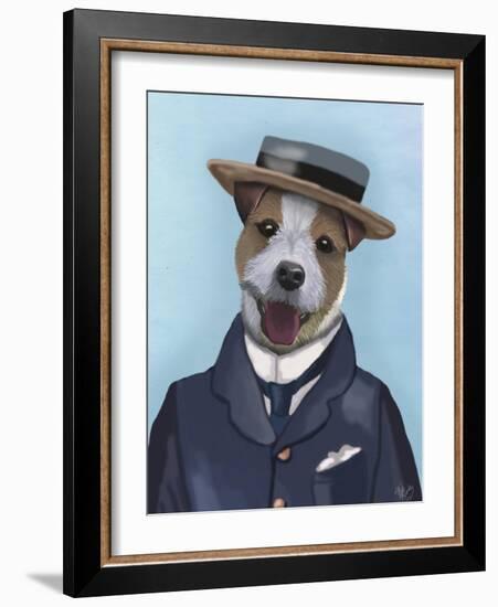 Jack Russell in Boater-Fab Funky-Framed Art Print