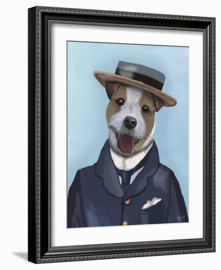 Jack Russell in Boater-Fab Funky-Framed Art Print