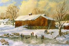 Children Skating at the Pond Behind the Barn-Jack Wemp-Framed Giclee Print