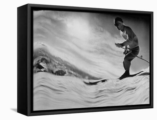 Jack Wilderman Skiing on Ridge Run at Mountain Badly-George Silk-Framed Premier Image Canvas