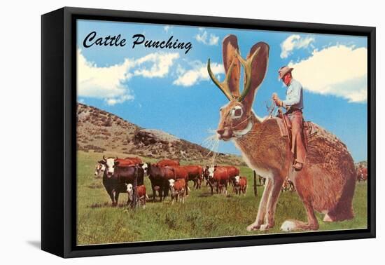 Jackalope with Cattle-null-Framed Stretched Canvas