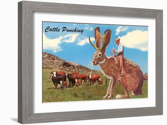 Jackalope with Cattle-null-Framed Art Print