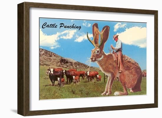 Jackalope with Cattle-null-Framed Art Print