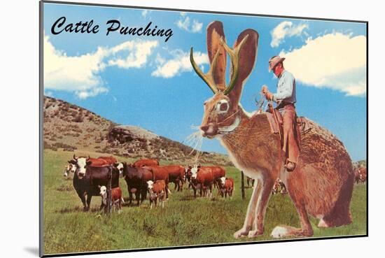 Jackalope with Cattle-null-Mounted Art Print
